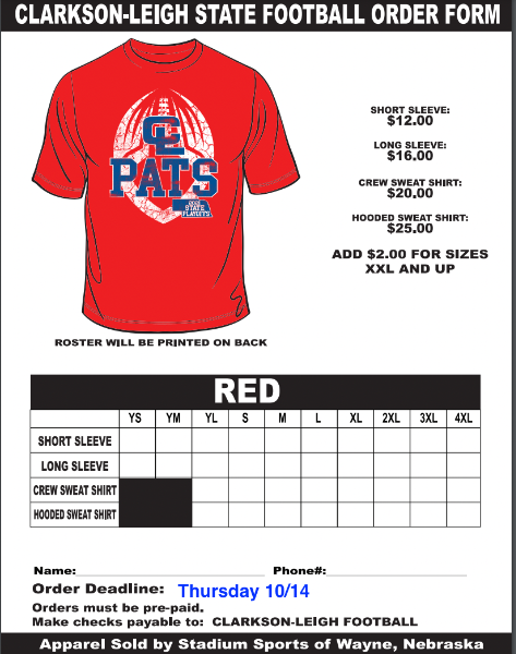 NFL Flag Jersey & Shorts Size Chart